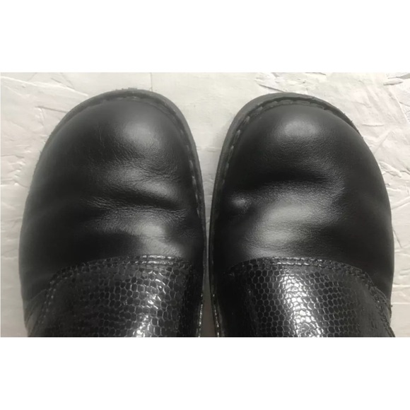 FINN COMFORT Amalfi Sz 7.5D/EU 38D Black Leather & Snake Print Mule Style Clogs - Picture 12 of 16